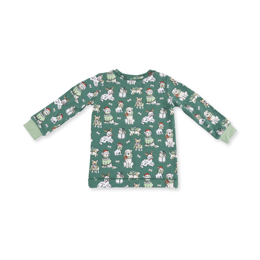 Long Sleeve Loungewear Set- Green Christmas Dogs