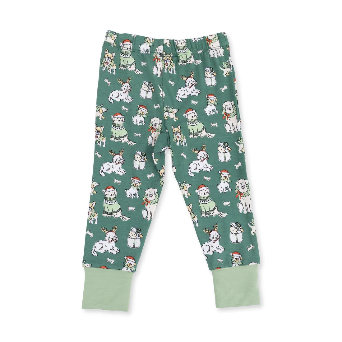 Long Sleeve Loungewear Set- Green Christmas Dogs