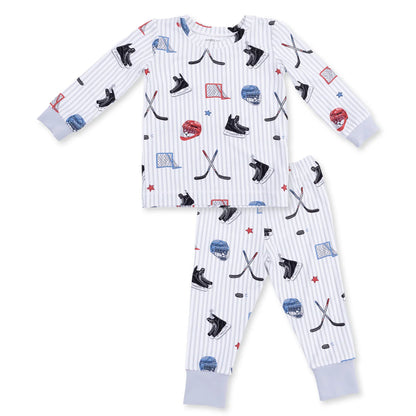Long Sleeve Loungewear Set- Hockey Stripe