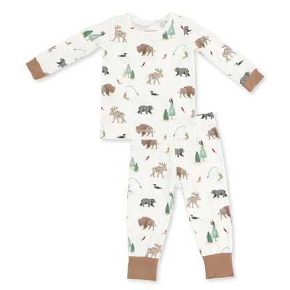 Long Sleeve Loungewear Set- Northern Woodland Animals