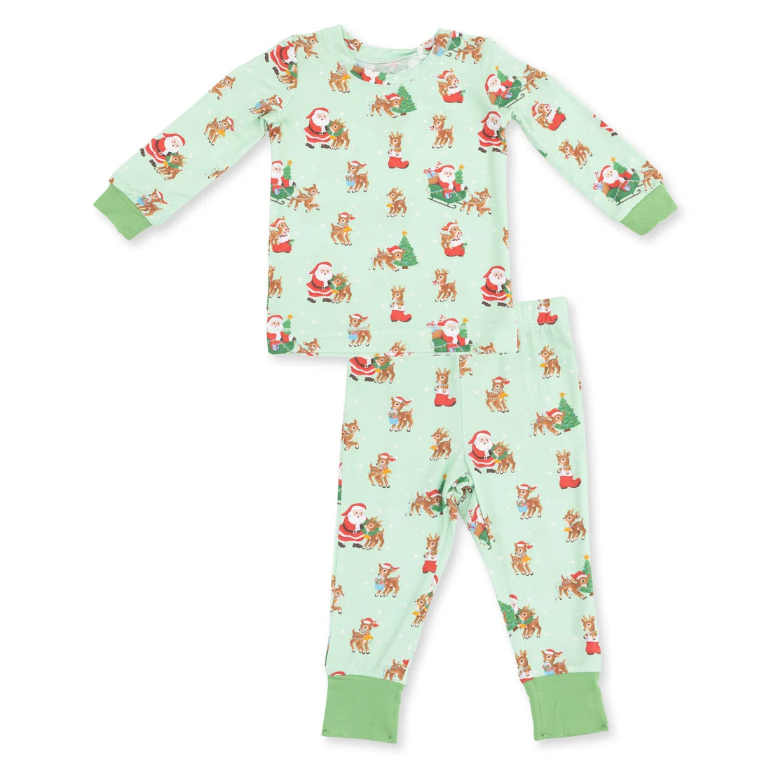 Long Sleeve Loungewear Set- Vintage Reindeer & Santa