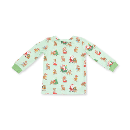 Long Sleeve Loungewear Set- Vintage Reindeer & Santa