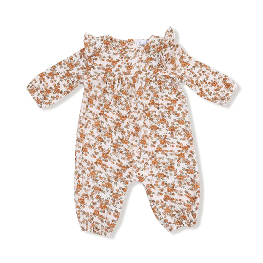 Organic Muslin Ruffle Sleeve Romper- Prairie Calico