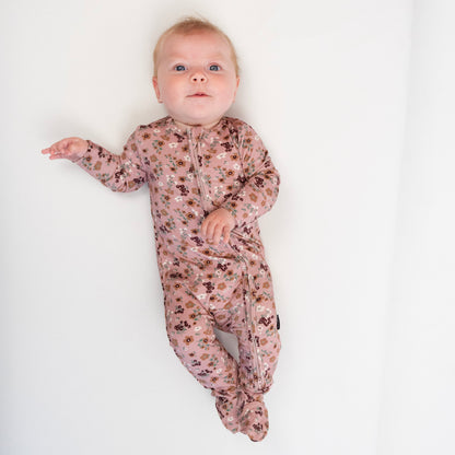 Bamboo Footed Zipper Sleeper- Velvet Garden