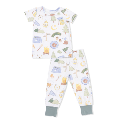 Short Sleeve Loungewear Set- Blue Camping