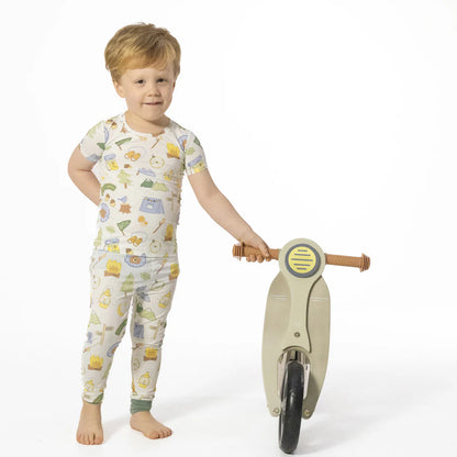 Short Sleeve Loungewear Set- Blue Camping