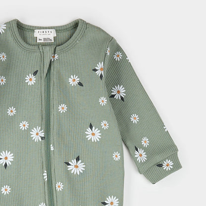 Daisy on Sage Ribbed Sleeper