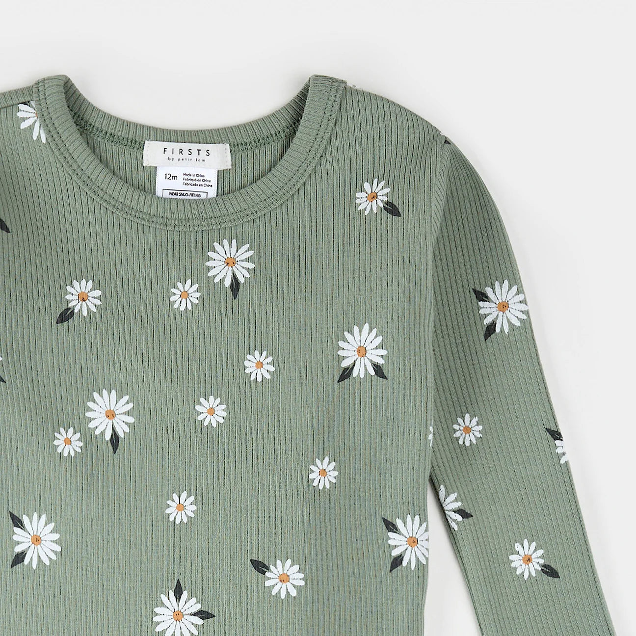 Daisy Print on Sage Infant Ribbed PJ Set