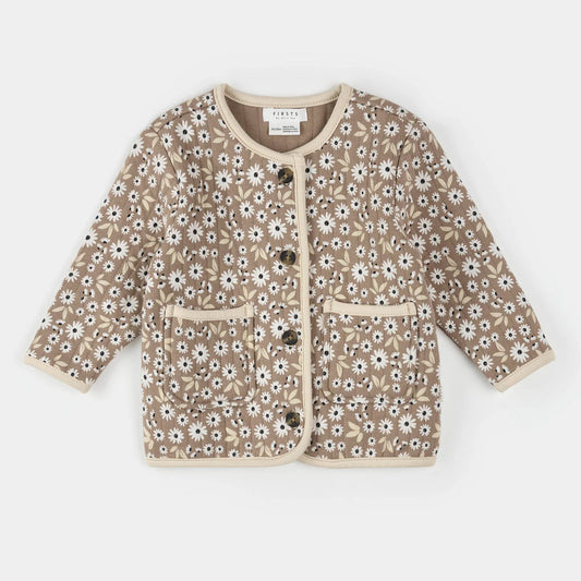 Sand Dune Daisy Print Quilted Cardigan