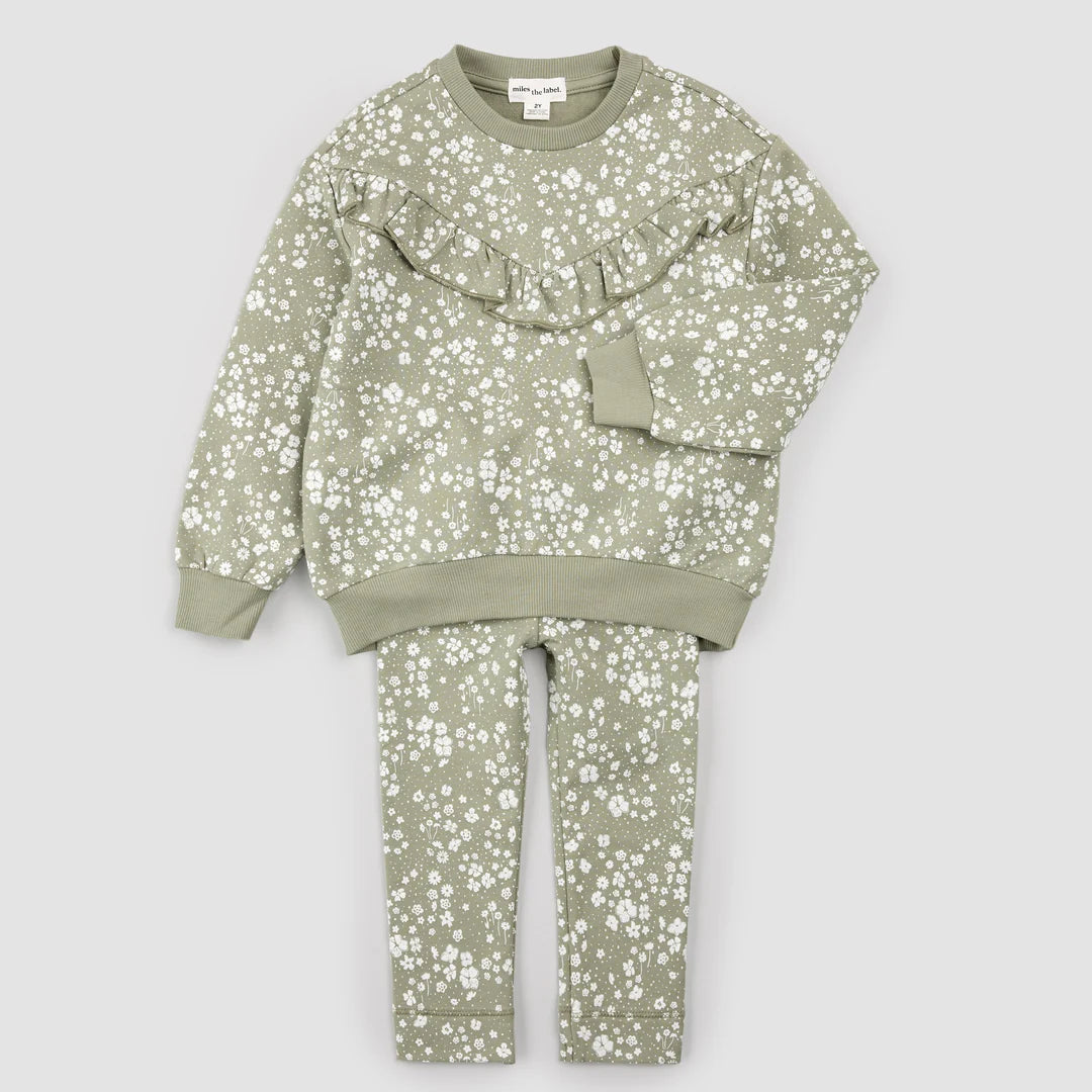 Floral Print on Sage Baby Set