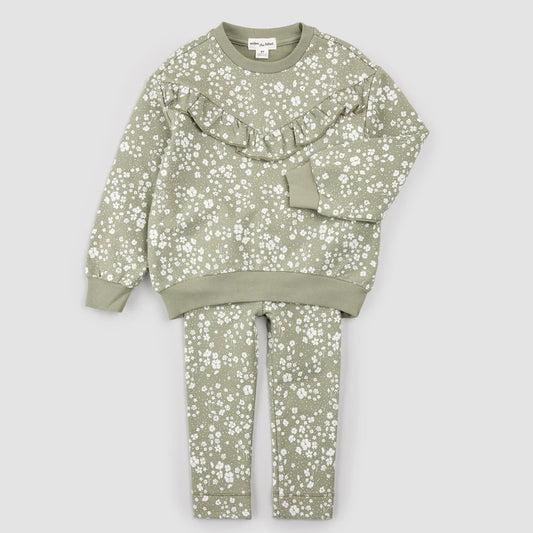 Floral Print on Sage Baby Set