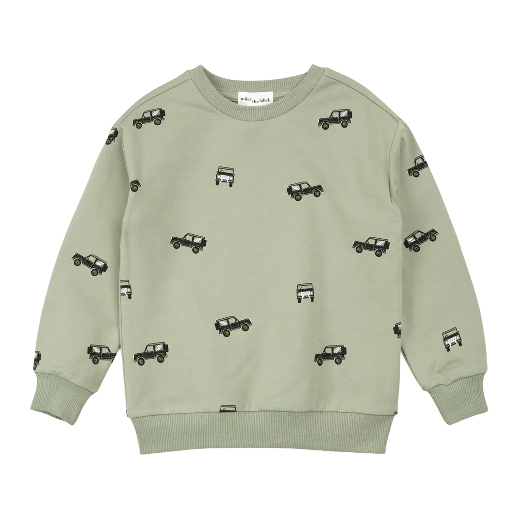 Off-Roading Print on Sage Sweatshirt