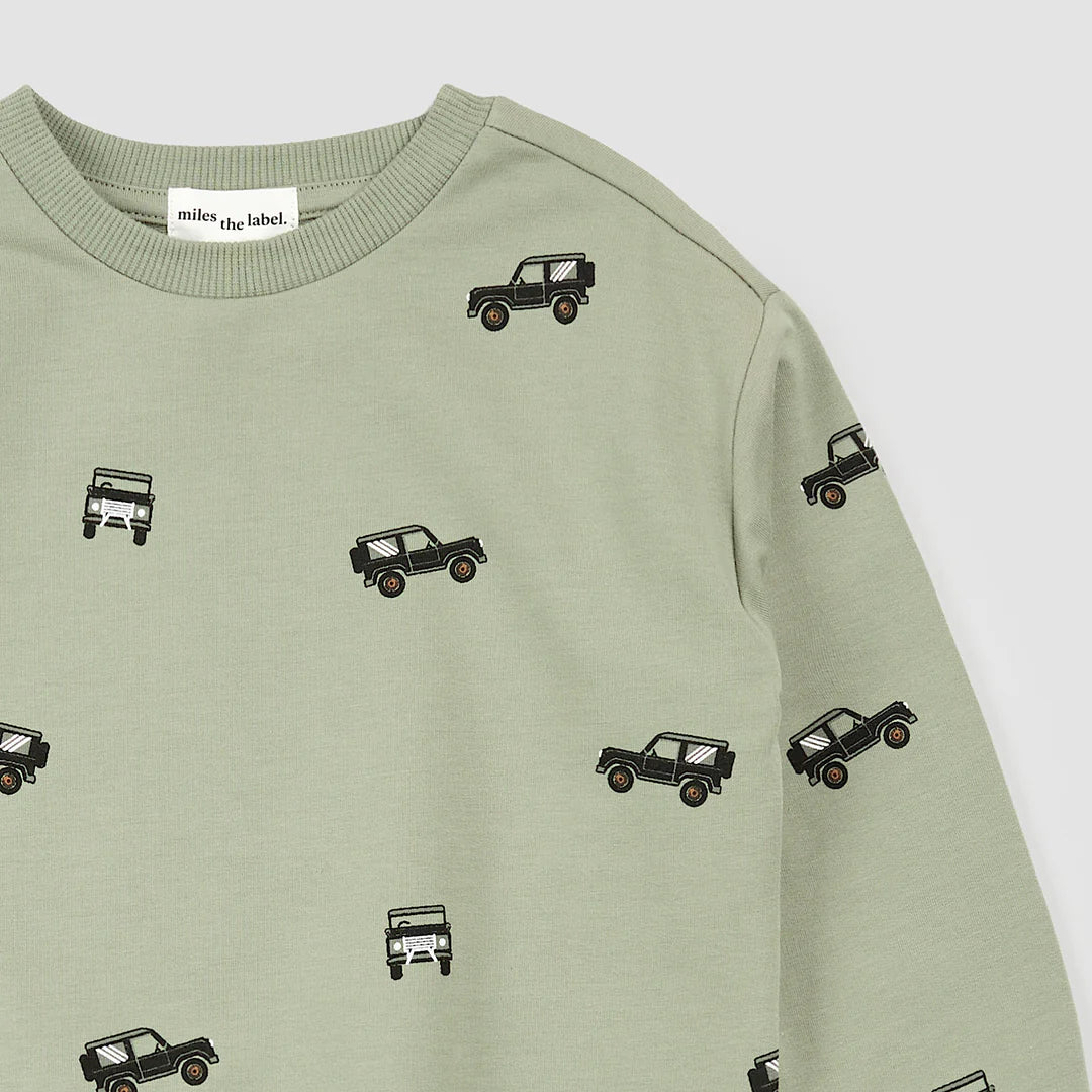 Off-Roading Print on Sage Sweatshirt
