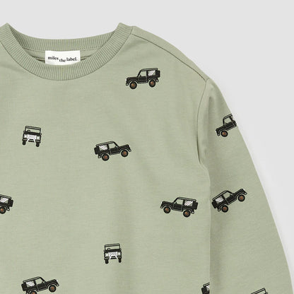 Off-Roading Print on Sage Sweatshirt