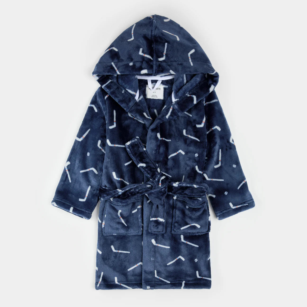 Navy Hockey Sticks Plush Robe