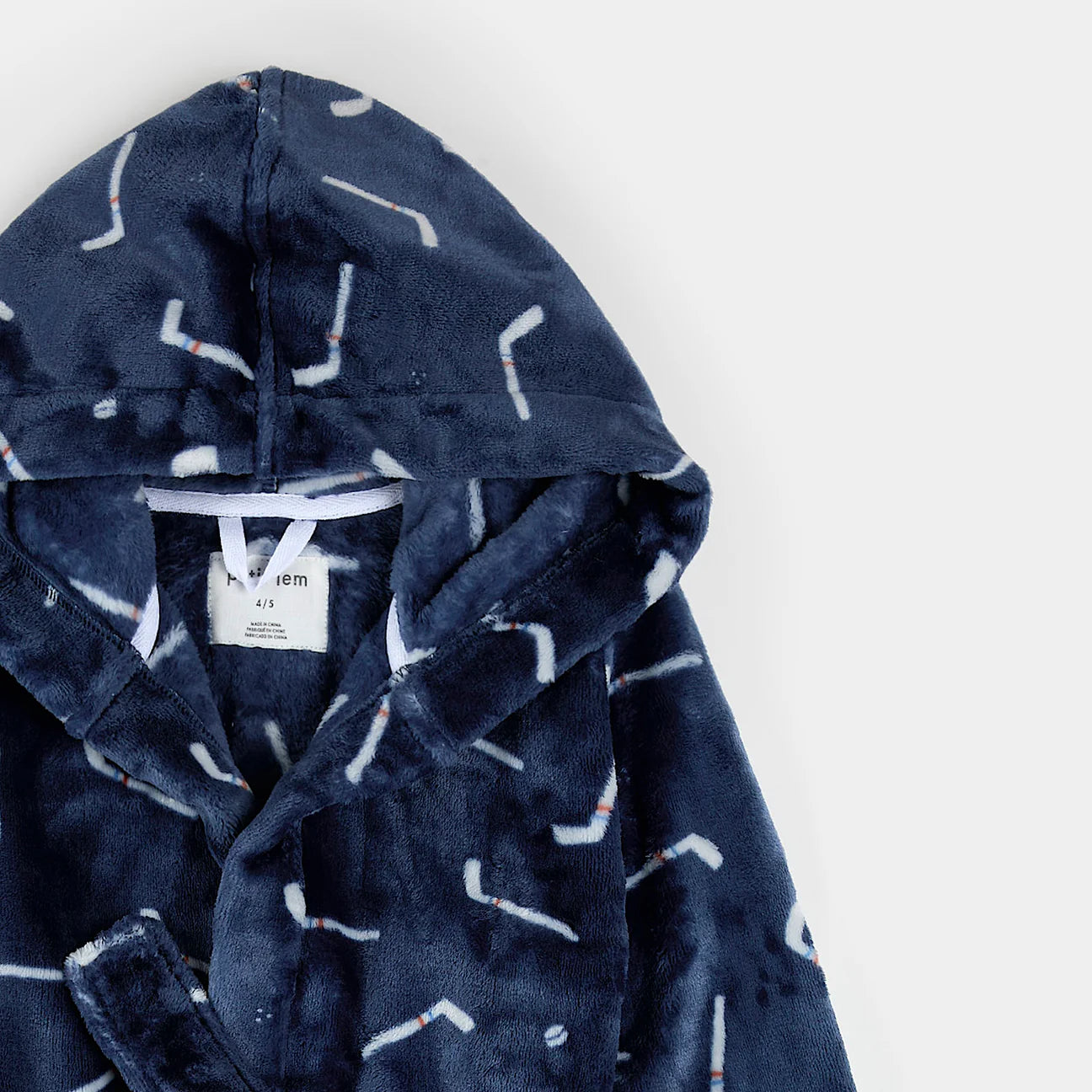 Navy Hockey Sticks Plush Robe