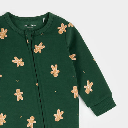 Gingerbread Dark Green Fleece Playsuit