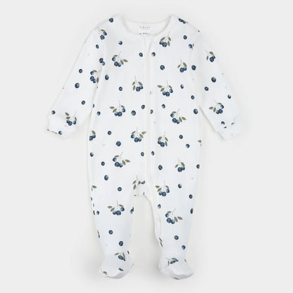 Blueberries on Off-White Ribbed Sleeper