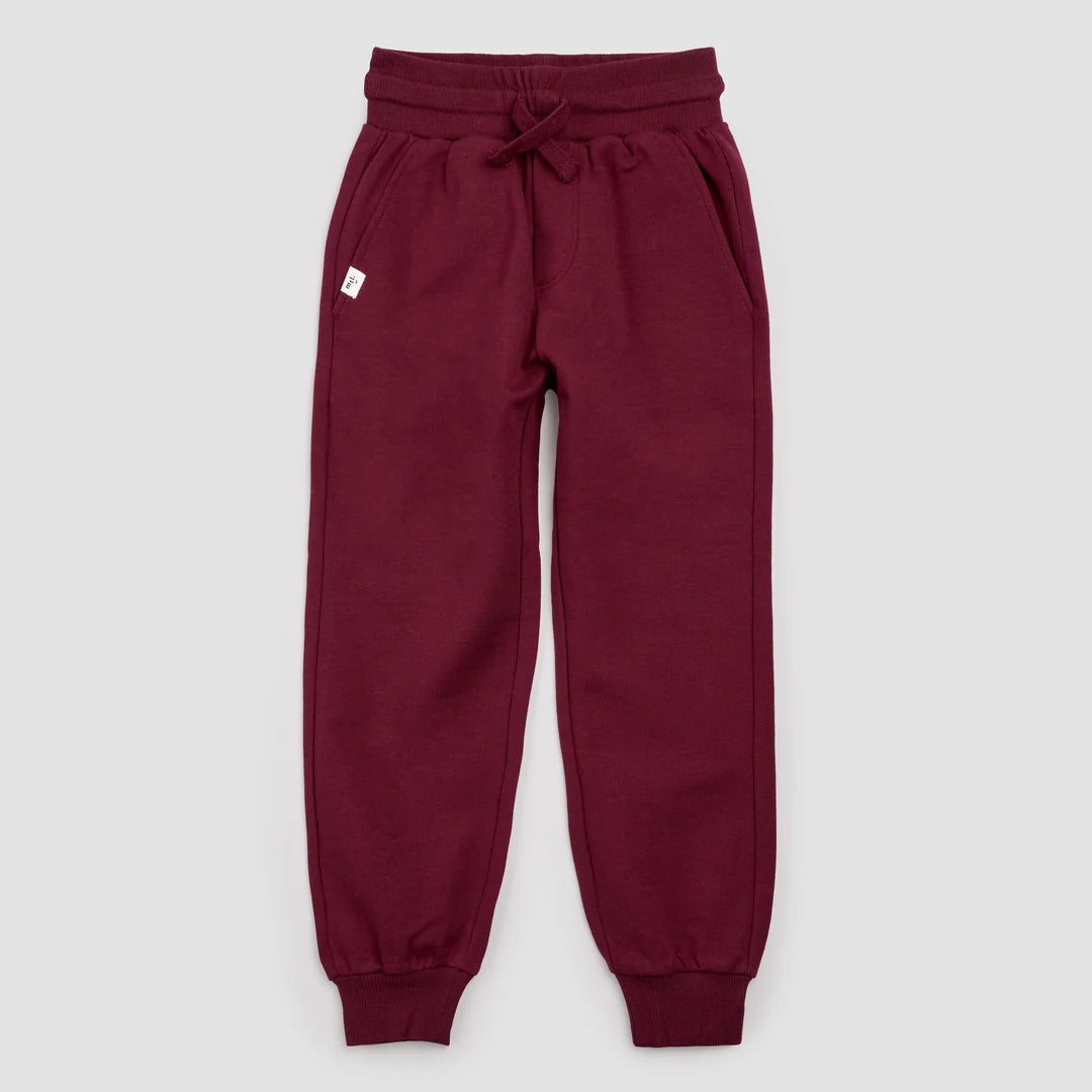 Burgundy & Blue Cotton Fleece Sweatshirt & Jogger Set