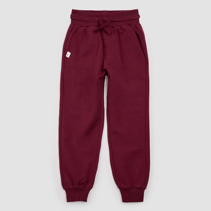 Burgundy & Blue Cotton Fleece Sweatshirt & Jogger Set