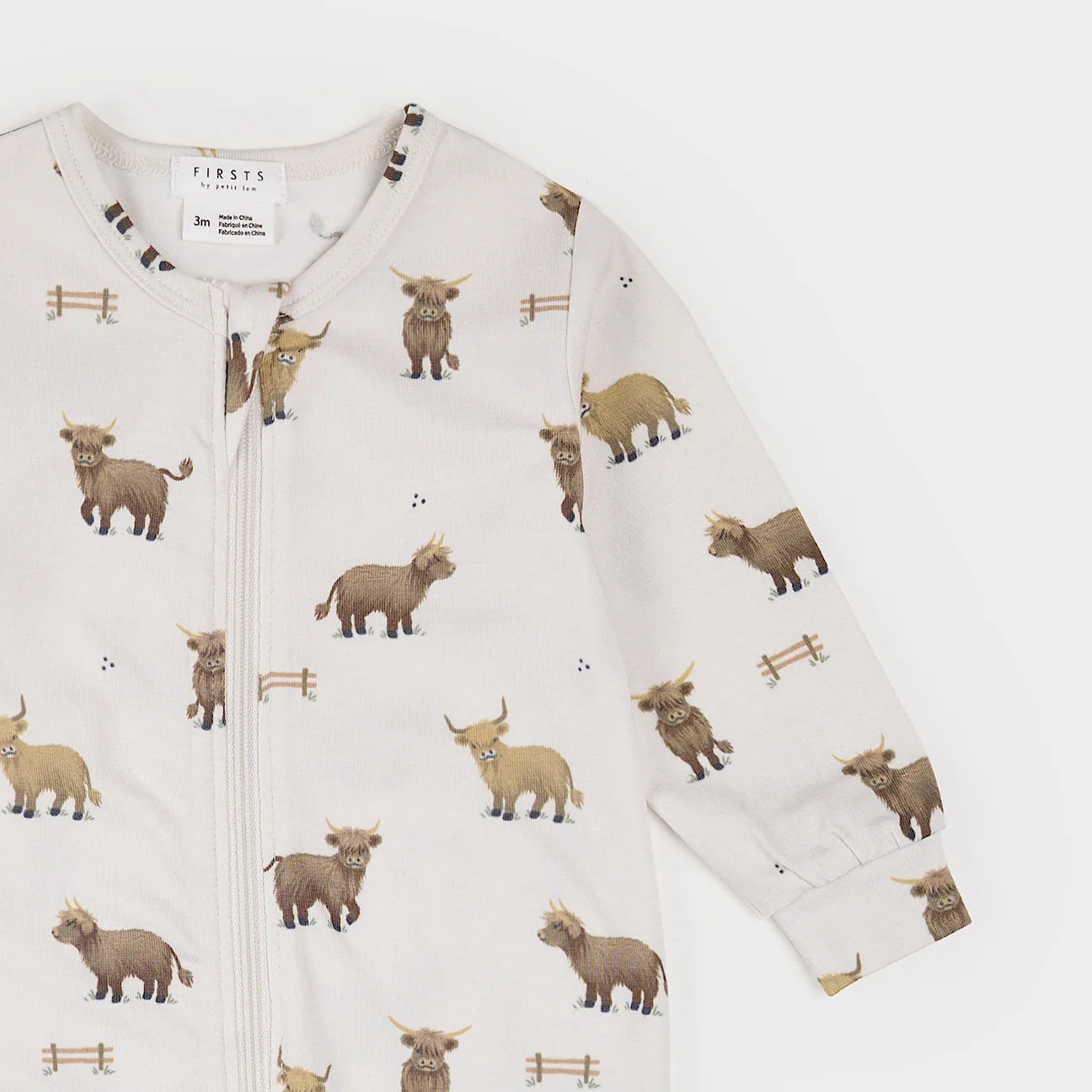 Highland Cow on Crème Cotton Modal Sleeper