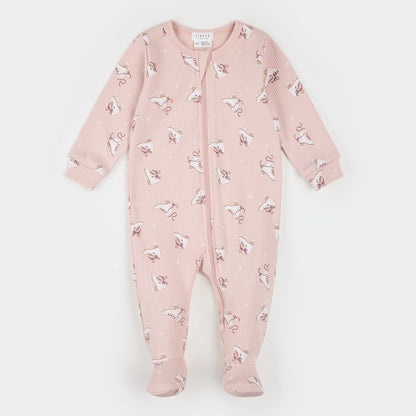 Figure Skates on Misty Pink Ribbed Sleeper