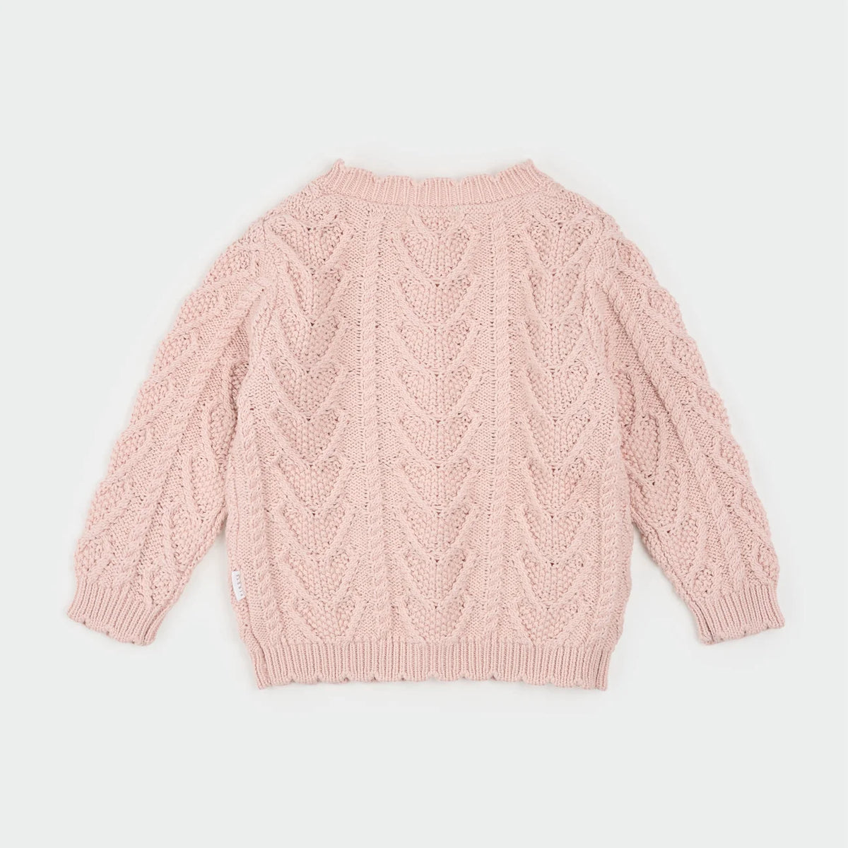 Floral Jacquard Misty Pink Sweater Knit Cardigan