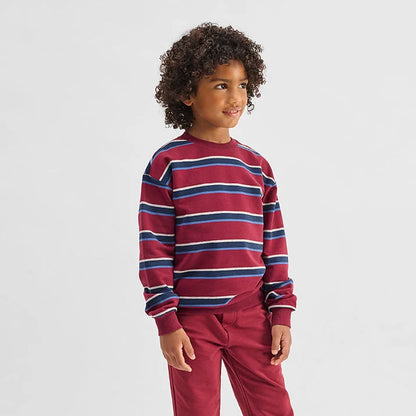 Burgundy & Blue Cotton Fleece Sweatshirt