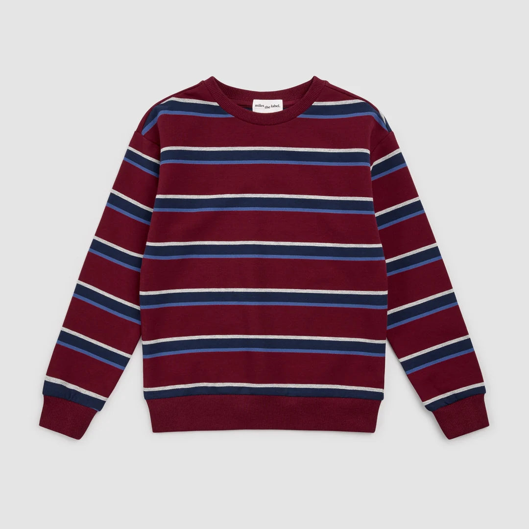 Burgundy & Blue Cotton Fleece Sweatshirt
