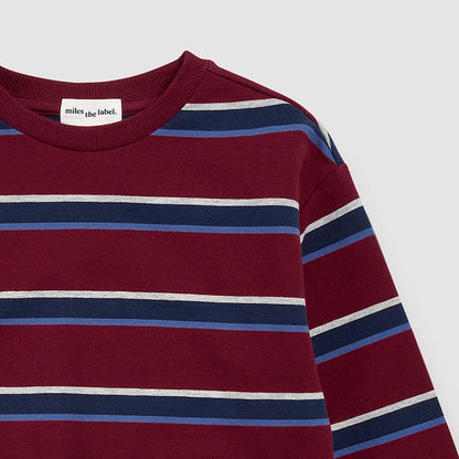Burgundy & Blue Cotton Fleece Sweatshirt
