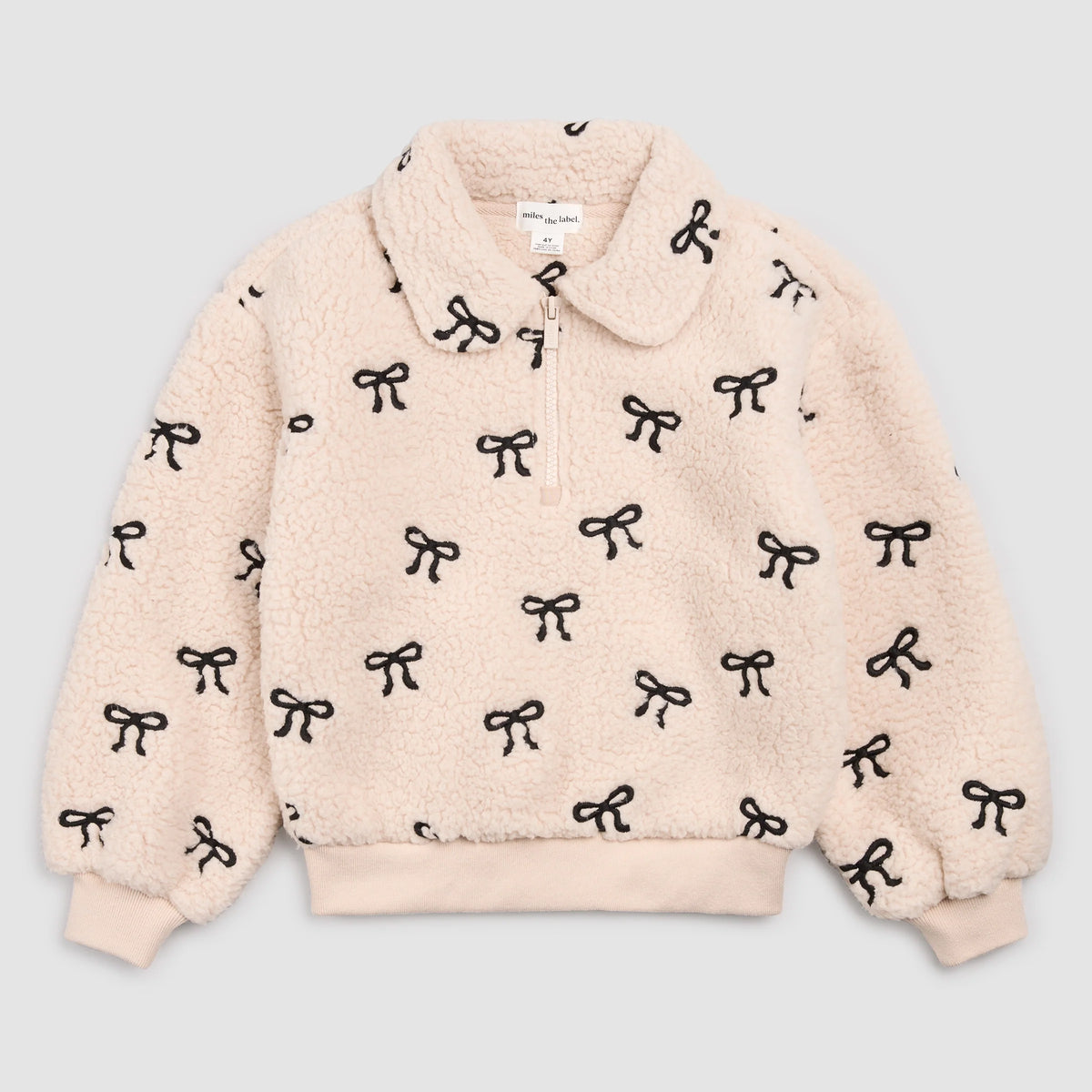 Embroidered Bows Toddler Sherpa Sweater