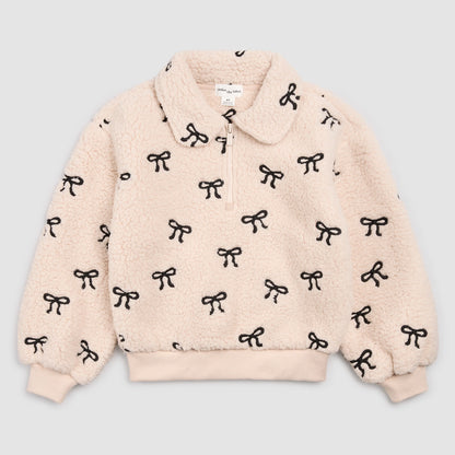 Embroidered Bows Toddler Sherpa Sweater