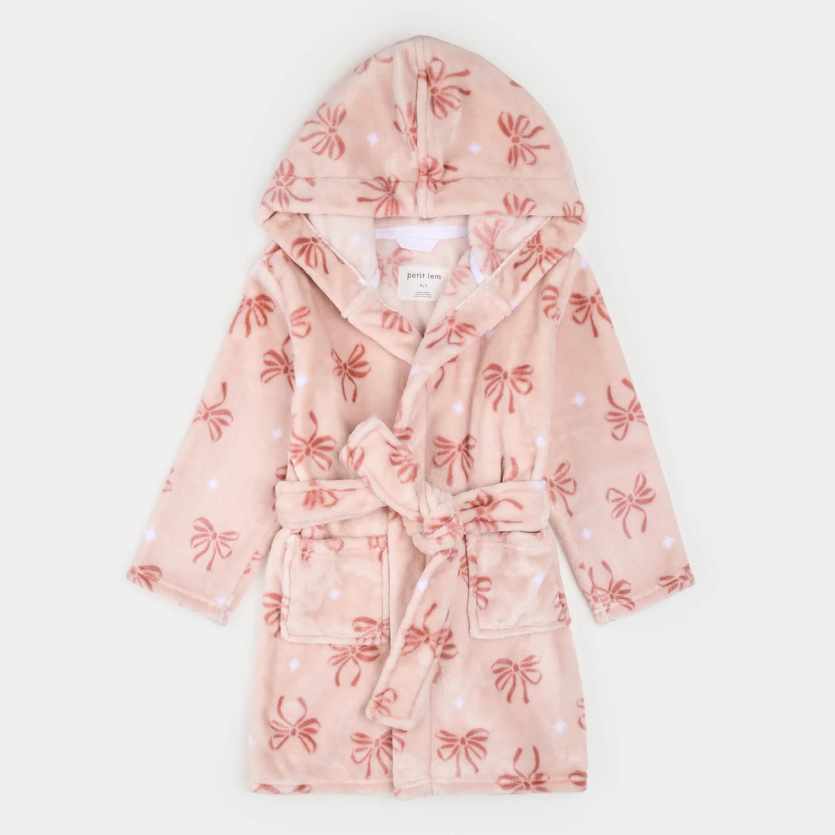 Ribbon Bows Misty Pink Plush Kids Robe
