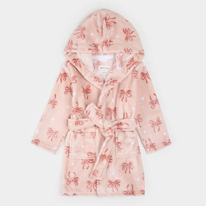 Ribbon Bows Misty Pink Plush Kids Robe