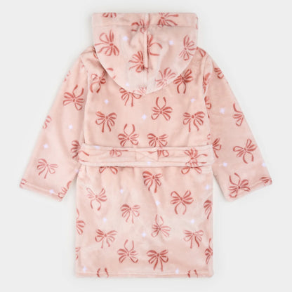Ribbon Bows Misty Pink Plush Kids Robe