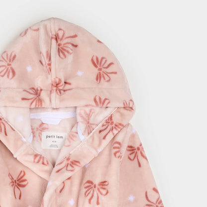 Ribbon Bows Misty Pink Plush Kids Robe