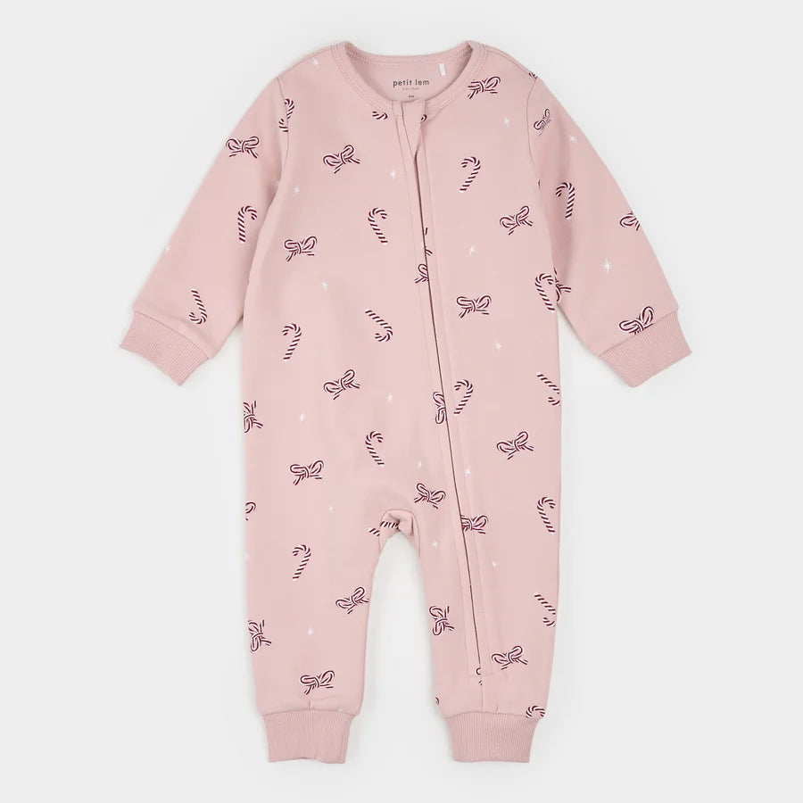 Candy Cane Dreams Rose Fleece Playsuit