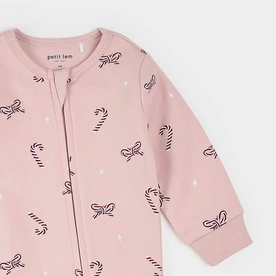 Candy Cane Dreams Rose Fleece Playsuit