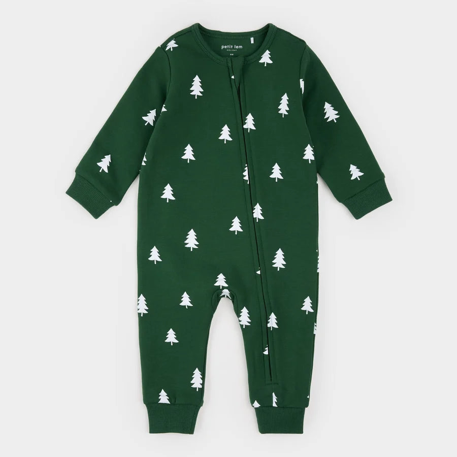 Pine Trees on Spruce Fleece Playsuit