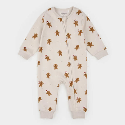 Merry Gingerbread Creme Fleece Playsuit