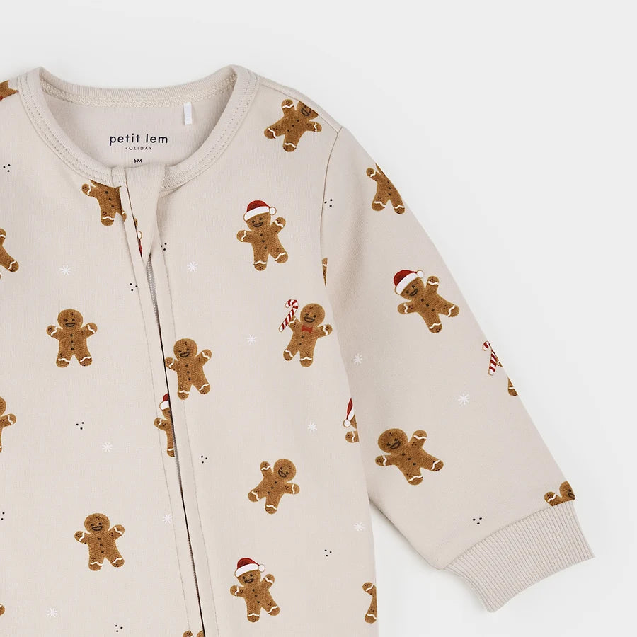 Merry Gingerbread Creme Fleece Playsuit