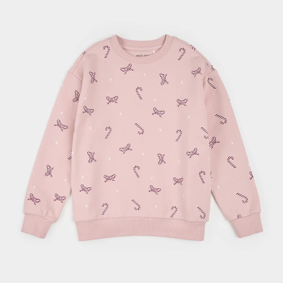 Candy Cane Dreams Rose Fleece Sweatshirt