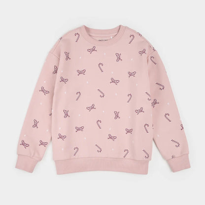 Candy Cane Dreams Rose Fleece Sweatshirt