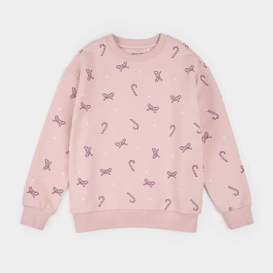 Candy Cane Dreams Rose Fleece Sweatshirt