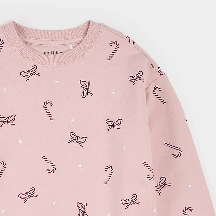 Candy Cane Dreams Rose Fleece Sweatshirt