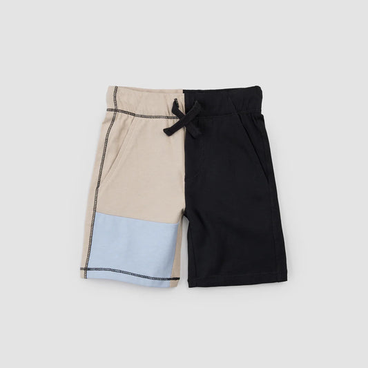 Taupe & Black Colourblock Shorts