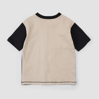 Taupe & Black Colourblock Tee