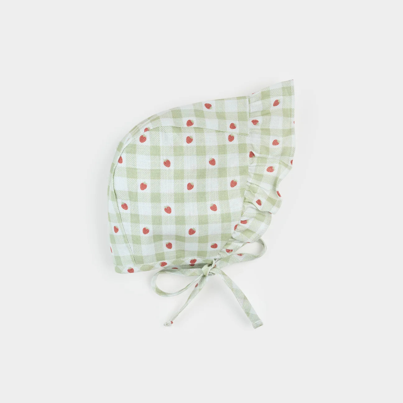 Strawberry Gingham Print Bonnet
