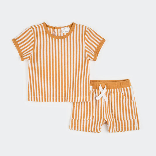 Gold Stripe Terry Short Set