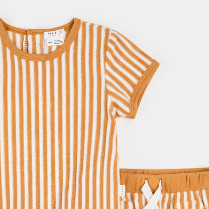 Gold Stripe Terry Short Set